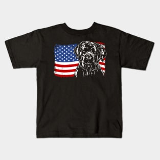 Proud Cane Corso American Flag patriotic gift dog Kids T-Shirt